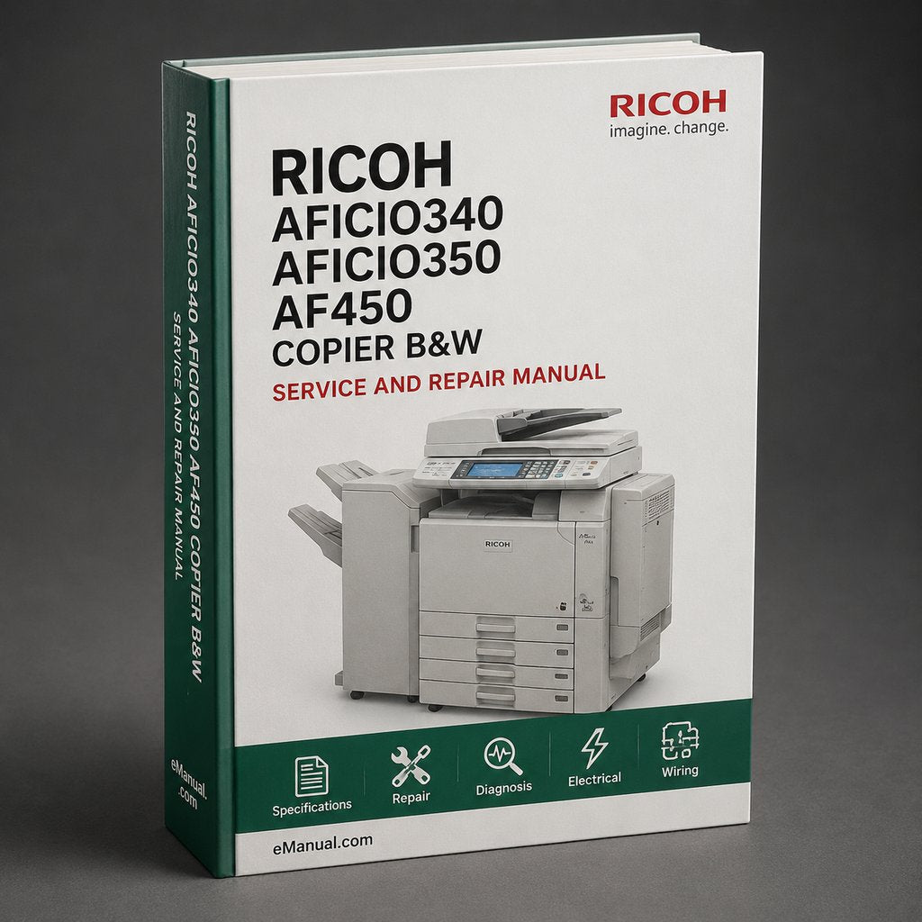 RICOH Aficio340 Aficio350 Af450 Copier B&W Digital Manuals PDF Download