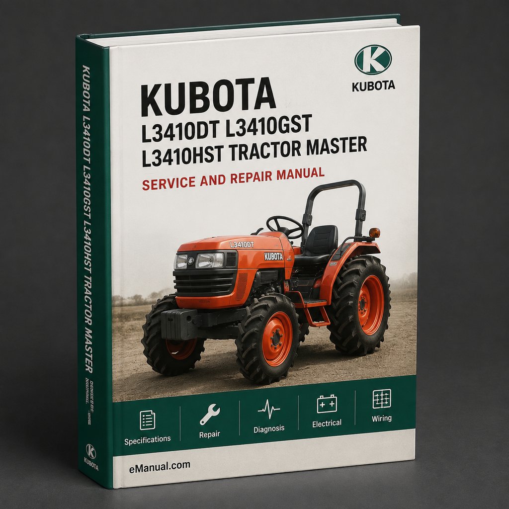 Kubota L3410DT L3410GST L3410HST Tractor Illustrated Master Parts List Manual