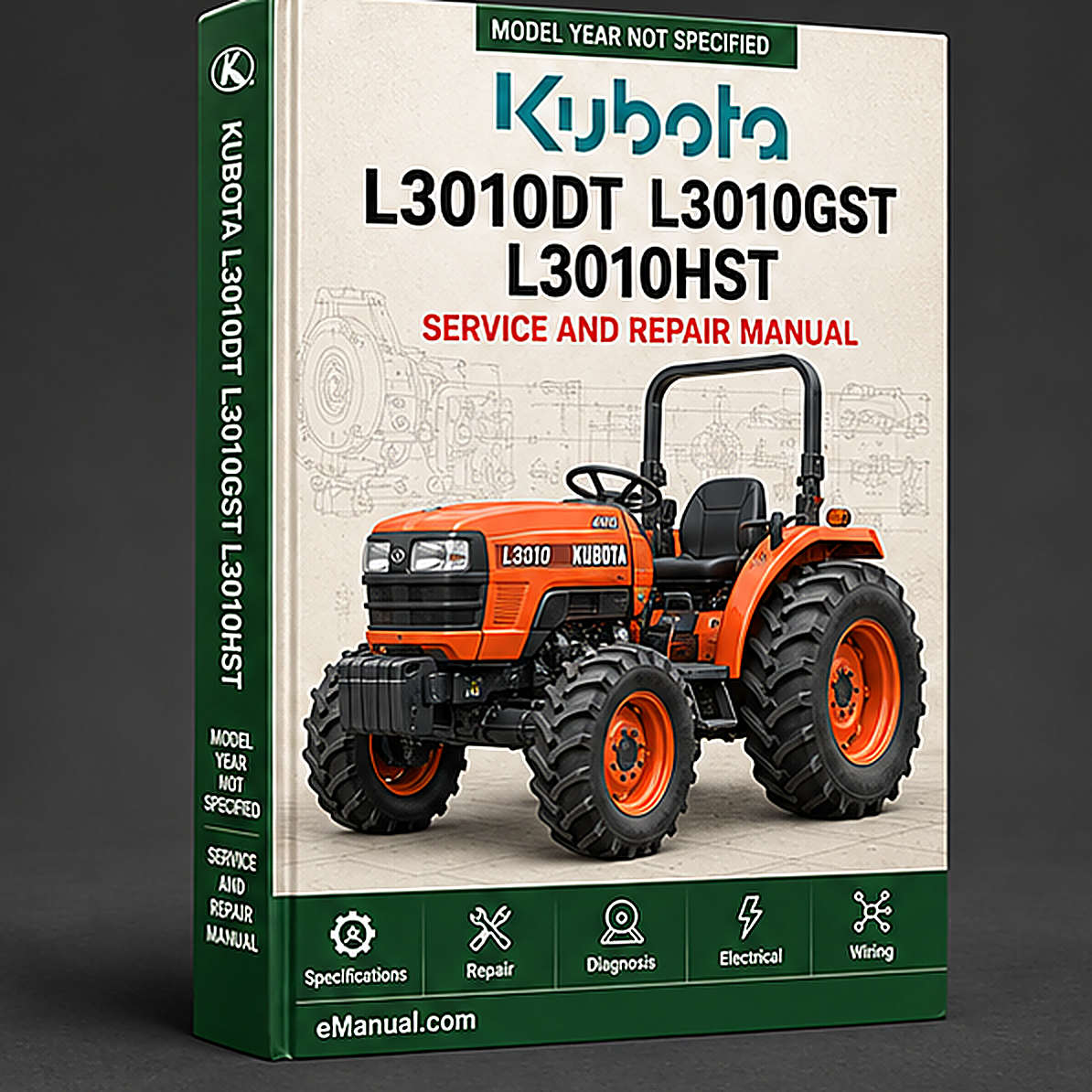 Kubota L3010DT L3010GST L3010HST Tractor Illustrated Master Parts List Manual