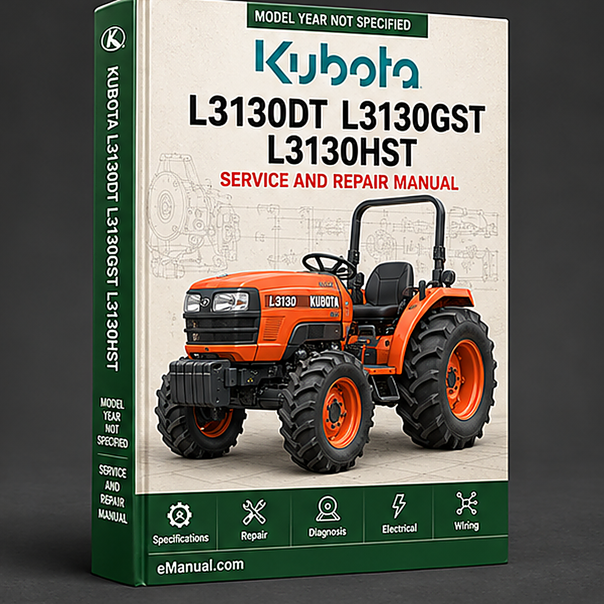 Kubota L3130DT L3130GST L3130HST Tractor Illustrated Master Parts List Manual