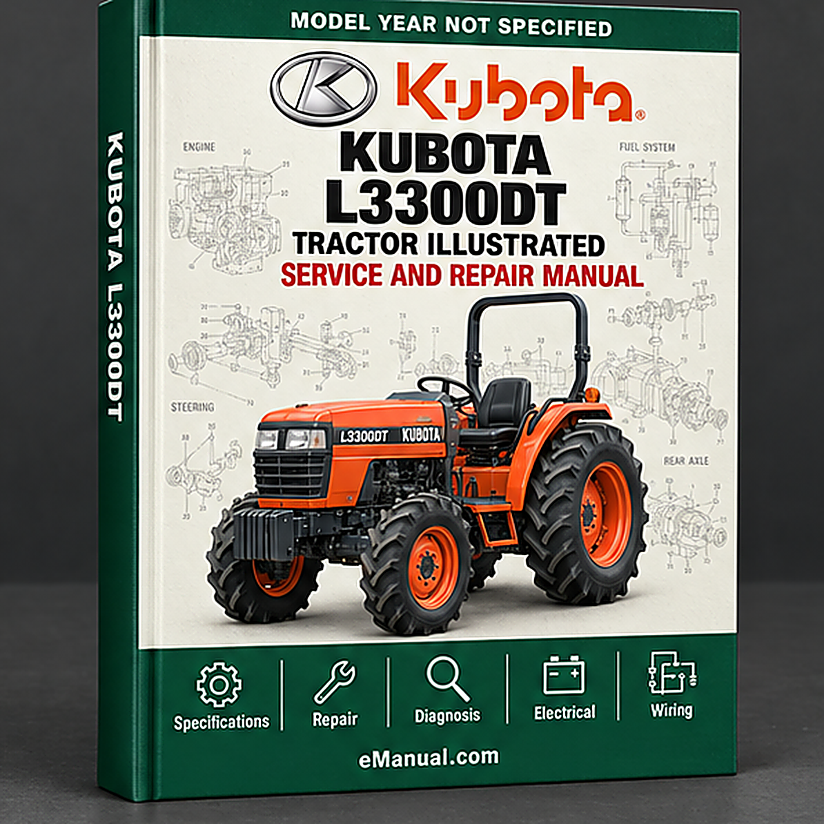 Kubota L3300DT Tractor Illustrated Master Parts List Manual