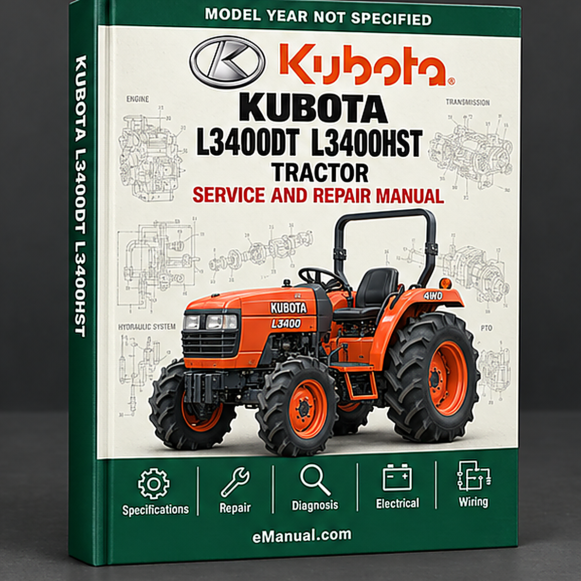 Kubota L3400DT L3400HST Tractor Illustrated Master Parts List Manual