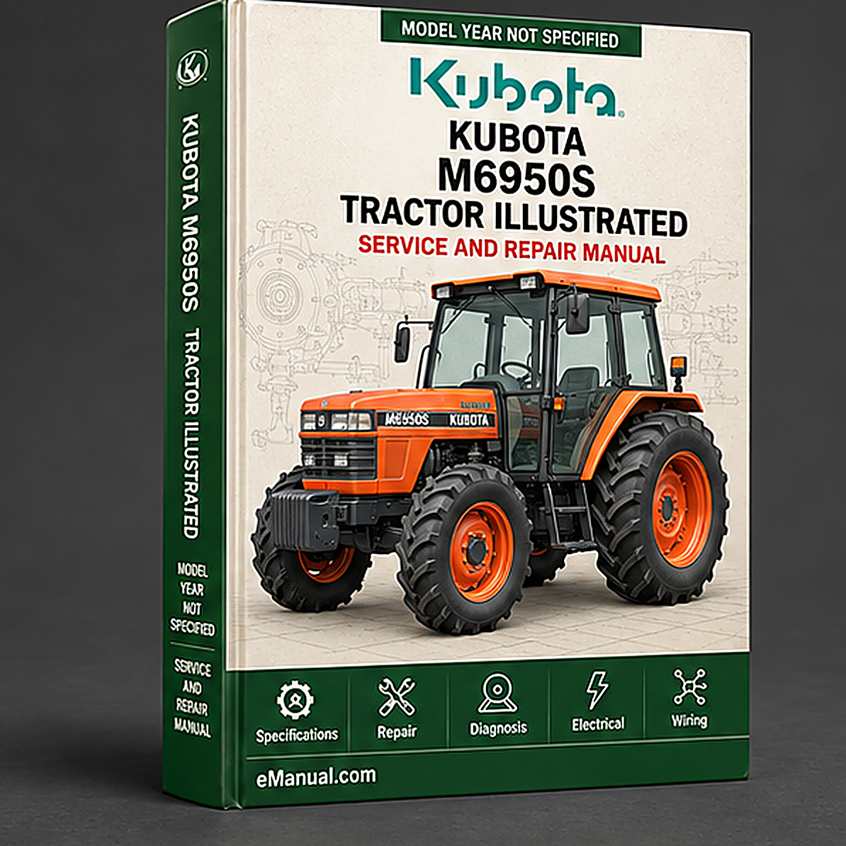 Kubota M6950S Tractor Illustrated Master Parts List Manual
