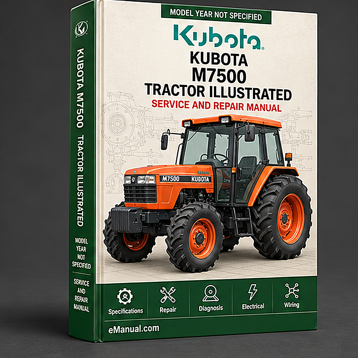 Kubota M7500 Tractor Illustrated Master Parts List Manual