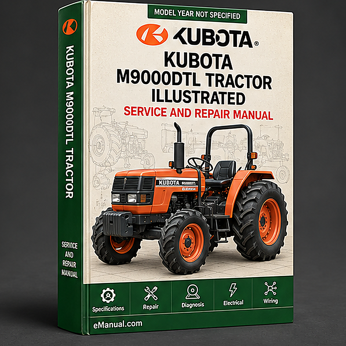 Kubota M9000DTL Tractor Illustrated Master Parts List Manual